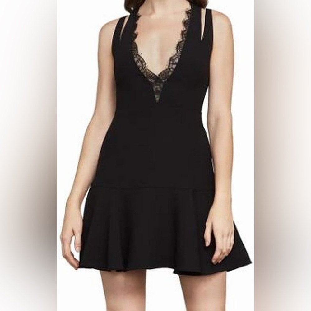 BCBGMaxAzria Black Sleeveless V-Neck Mini Dress Size 2